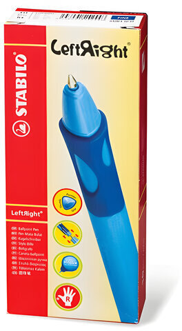 Ручка шариковая STABILO "Left Right", СИНЯЯ, для правшей, корпус синий, узел 0,8 мм, линия письма 0,4 мм, 6328/1-10-41