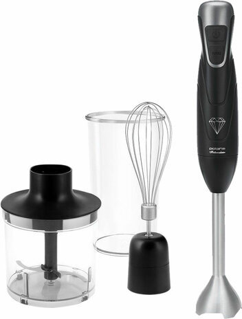 Блендер погружной POLARIS PHB 0848 Brilliant Collection, 800 Вт, 2 режима, 3 насадки, стакан, черный