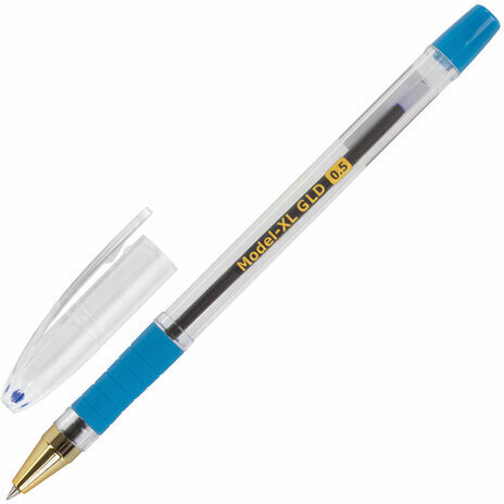 Ручка шариковая масляная с грипом BRAUBERG "Model-XL GLD", СИНЯЯ, узел 0,5 мм, линия письма 0,25 мм, 143245