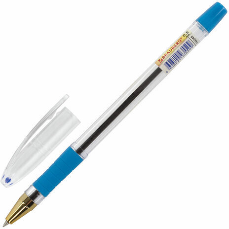 Ручка шариковая масляная с грипом BRAUBERG "Model-XL GLD", СИНЯЯ, узел 0,5 мм, линия письма 0,25 мм, 143245