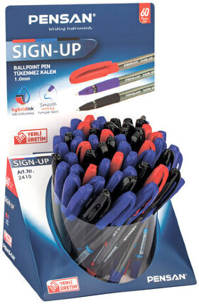 Ручка шариковая масляная с грипом PENSAN &quot;Sign-Up&quot;, классические цвета АССОРТИ, ДИСПЛЕЙ, линия письма 0,8 мм, 2410/S60