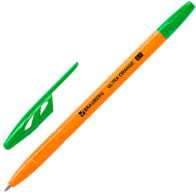 Ручка шариковая BRAUBERG &quot;ULTRA ORANGE&quot;, ЗЕЛЕНАЯ, узел 0,7 мм, чернила ГЕРМАНИЯ, наконечник ШВЕЙЦАРИЯ, 143565