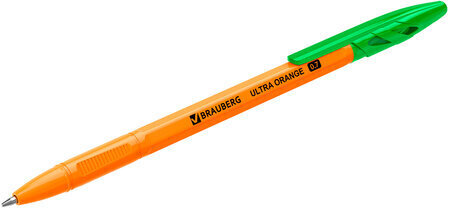 Ручка шариковая BRAUBERG "ULTRA ORANGE", ЗЕЛЕНАЯ, узел 0,7 мм, чернила ГЕРМАНИЯ, наконечник ШВЕЙЦАРИЯ, 143565