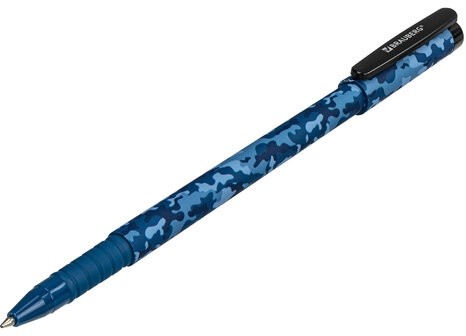 Ручка шариковая BRAUBERG SOFT TOUCH GRIP "MILITARY", СИНЯЯ, мягкое покрытие, узел 0,7 мм, 143713