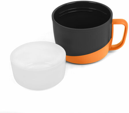 Термос классический, нержавеющая сталь, 2 л, оранжево-серый, 2 кружки, ручка + ремешок, TAIGARU, 608817