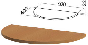 Стол приставной полукруг &quot;Монолит&quot;, 700х400х750 мм, БЕЗ ОПОРЫ (640137), цвет орех гварнери, ПМ34.3