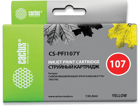 Картридж струйный CACTUS (CS-PFI107Y) для CANON PF680/685/780/785, желтый