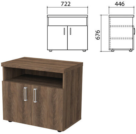 Тумба для оргтехники "Приоритет", 722х446х676 мм, 2 двери, полка, лагос, К-928, К-928 лагос