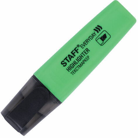 Текстовыделитель STAFF "EVERYDAY HL-638", ЗЕЛЕНЫЙ, линия 1-5 мм, 151639