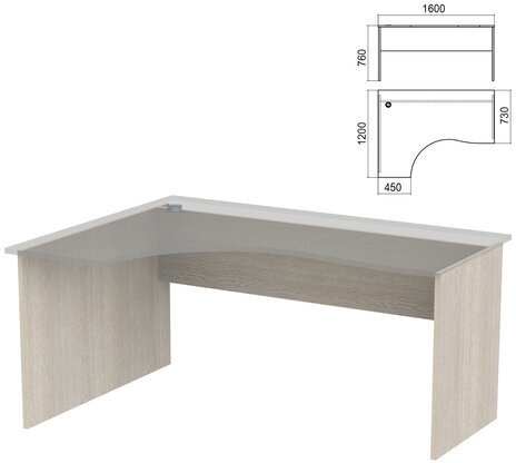 Стол эргономичный ЧАСТЬ 2 "Арго", 1600х1200х760 мм, левый/правый, ясень шимо