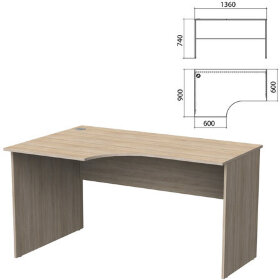 Стол письменный эргономичный &quot;Бюджет&quot; 1360х900х740 мм, левый, дуб сонома, 402662-091