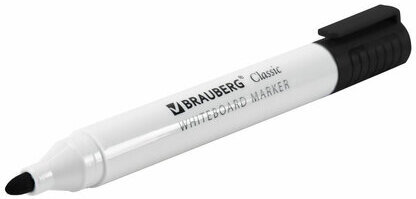 Маркер стираемый для белой доски ЧЕРНЫЙ, BRAUBERG "CLASSIC", 3 мм, с клипом, 152113