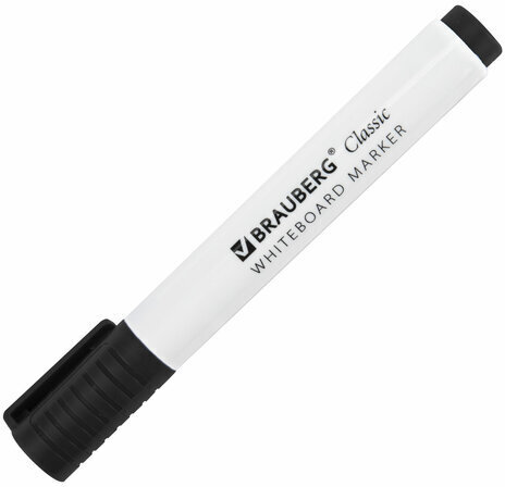 Маркер стираемый для белой доски ЧЕРНЫЙ, BRAUBERG "CLASSIC", 3 мм, с клипом, 152113