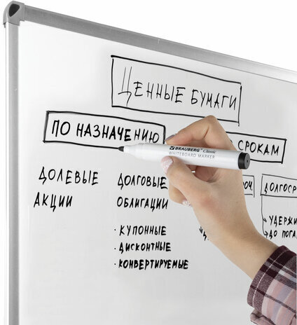 Маркер стираемый для белой доски ЧЕРНЫЙ, BRAUBERG "CLASSIC", 3 мм, с клипом, 152113