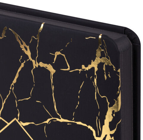 Ежедневник датированный 2025 А5 138x213 мм BRAUBERG "Goldy", под кожу, цветной срез, черный, 115898