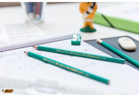 Карандаш чернографитный BIC, 1 шт., "Evolution", HB, без резинки, пластиковый, корпус зеленый, заточенный, 8803112