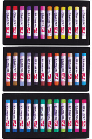 Пастель сухая художественная BRAUBERG ART CLASSIC, 36 цветов, круглое сечение, 181455