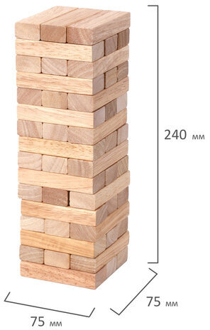 Игра настольная "БАШНЯ", 48 деревянных блоков, ЗОЛОТАЯ СКАЗКА, 662294