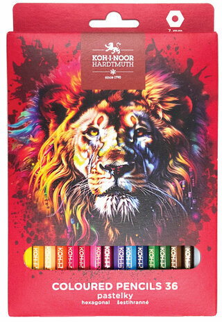 Карандаши цветные KOH-I-NOOR "RED LION" 36 цветов, шестигранные, 2,8 мм, натуральное дерево, 3555/36, 3555036063KS