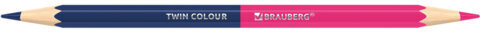 Карандаши цветные мягкие двусторонние BRAUBERG PREMIUM TWIN COLOUR, 12 штук, 24 цвета, 181874