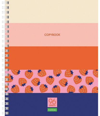 Тетрадь А5, 96л., HATBER-ECO, гребень, клетка, обложка картон, "Ягодки" (4 вида в спайке), 96Т5C1гр