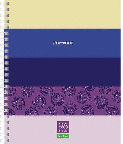 Тетрадь А5, 96л., HATBER-ECO, гребень, клетка, обложка картон, "Ягодки" (4 вида в спайке), 96Т5C1гр