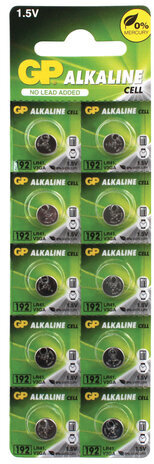 Батарейка GP Alkaline 192 (G3, LR41), алкалиновая, 1 шт., в блистере (отрывной блок), 192-2CY, 4891199015533