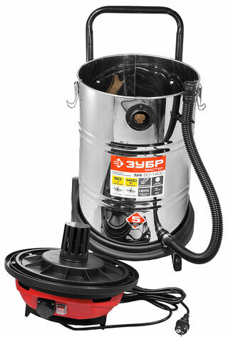 Пылесос хозяйственный ЗУБР ПУ-60-1400, 1400 Вт, сухая/влажная уборка, сила всасывания, ПУ-60-1400 М4