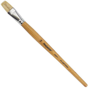 Кисть ПИФАГОР, ЩЕТИНА, плоская, № 16, деревянная лакированная ручка, пакет с подвесом, 200877