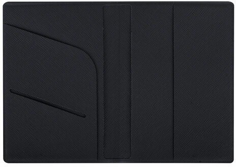 Обложка для паспорта с дополнительными карманами, экокожа, без тиснения, черная, STAFF, 238202