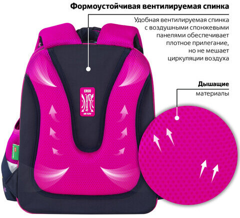 Ранец BRAUBERG KIDS STANDARD, 2 отделения, "Moon girl", 36х28х14 см, 271387