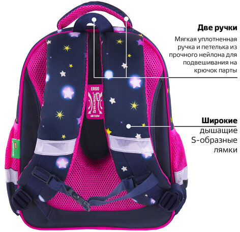 Ранец BRAUBERG KIDS STANDARD, 2 отделения, "Moon girl", 36х28х14 см, 271387