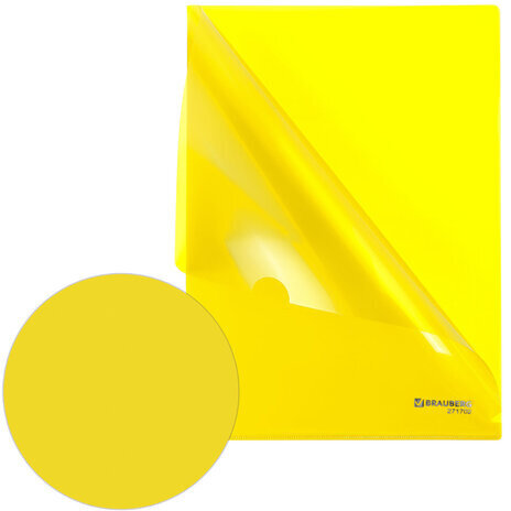 Папка-уголок жесткая А4, желтая, 0,15 мм, BRAUBERG EXTRA, 271705