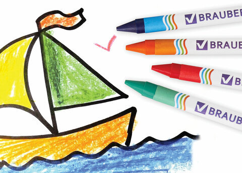 Восковые мелки BRAUBERG, НАБОР 24 цвета, 222964