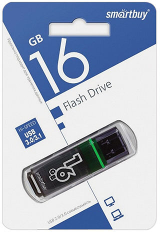 Флеш-диск 16 GB SMARTBUY Glossy USB 3.0, тёмно-серый, SB16GBGS-DG