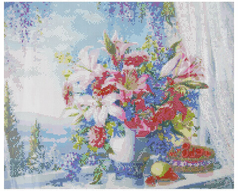 Картина стразами (алмазная мозаика), 40х50 см, ОСТРОВ СОКРОВИЩ "Букет с гладиолусами", без подрамника, 663866