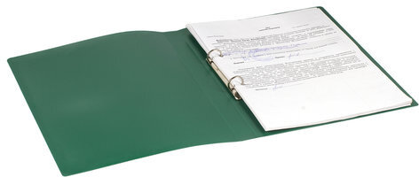 Папка на 2 кольцах STAFF, 21 мм, зеленая, до 170 листов, 0,5 мм, 225719