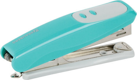 Степлер №10 BRAUBERG "Germanium", до 12 листов, с антистеплером, бирюзовый, ГАРАНТИЯ 5 ЛЕТ, 226565