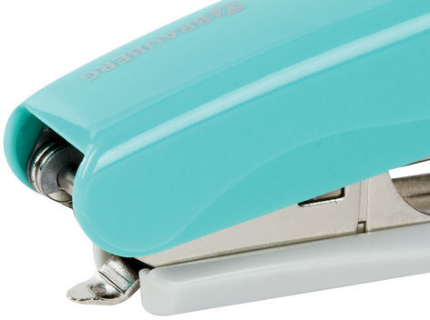 Степлер №10 BRAUBERG "Germanium", до 12 листов, с антистеплером, бирюзовый, ГАРАНТИЯ 5 ЛЕТ, 226565