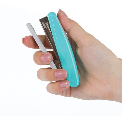 Степлер №10 BRAUBERG "Germanium", до 12 листов, с антистеплером, бирюзовый, ГАРАНТИЯ 5 ЛЕТ, 226565