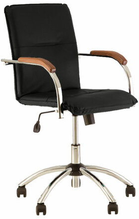 Кресло &quot;Samba GTP&quot;, деревянные накладки, хром, кожзам черный