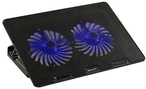 Подставка для ноутбука с охлаждением, 2 порта USB-A, LED-подсветка, 352х252 мм, BRAUBERG, 513617