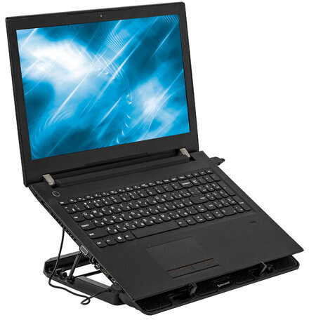 Подставка для ноутбука с охлаждением, 2 порта USB-A, LED-подсветка, 352х252 мм, BRAUBERG, 513617
