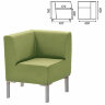 Кресло мягкое угловое "Хост" М-43, 620х620х780 мм, без подлокотников, экокожа, светло-зеленое