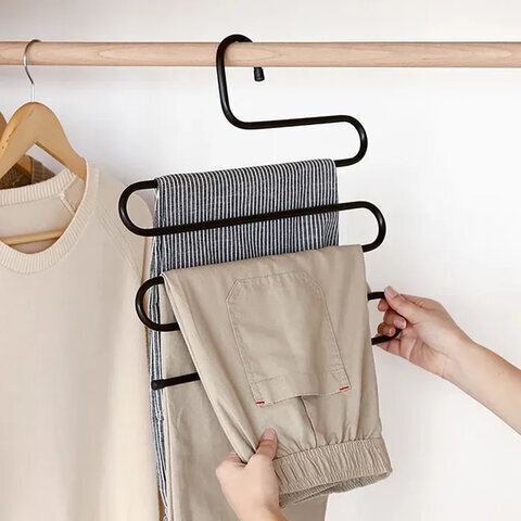 Вешалка для брюк и одежды "ЗМЕЙКА", КОМПЛЕКТ 2 шт., 5 секций, размер 34х36 см, белые, BRABIX, 608466