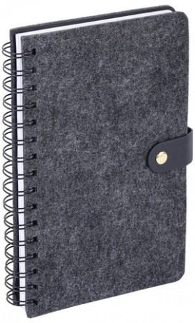 Ежедневник недатированный А5 135х210мм BRAUBERG &quot;Felt&quot; на гребне, войлок, кнопка 160л, черный, 117132