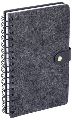 Ежедневник недатированный А5 135х210мм BRAUBERG "Felt" на гребне, войлок, кнопка 160л, черный, 117132