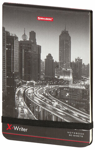 Блокнот в клетку с резинкой МАЛЫЙ ФОРМАТ А6 (100x150 мм), 80 л., BRAUBERG "X-Writer" "ГОРОДА", 111052
