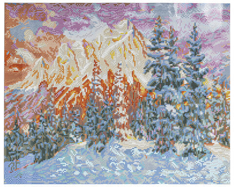 Картина стразами (алмазная мозаика) 40х50 см, ОСТРОВ СОКРОВИЩ "Закат в горах", без подрамника, 662580