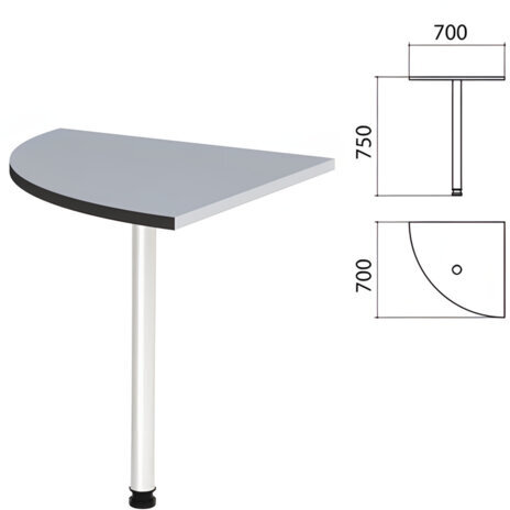 Стол приставной угловой "Монолит", 700х700х750 мм, цвет серый (КОМПЛЕКТ)